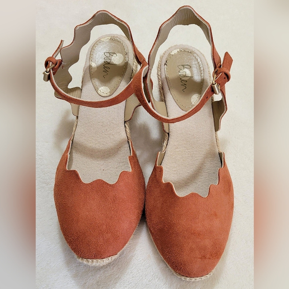 NWOT Boden Suede Ankle Strap Wedges